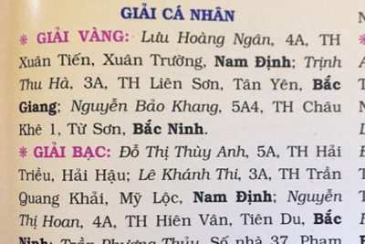 CUỘC THI GIẢI TOÁN TUỔI THƠ QUA THƯ NH 2018-2019